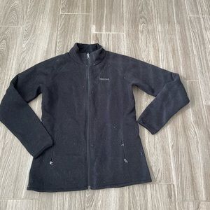 Black Marmot Fuzzy Collared Jacket Cold Weather Zipper